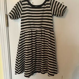 Chic Striped Kids Dress in Black and White